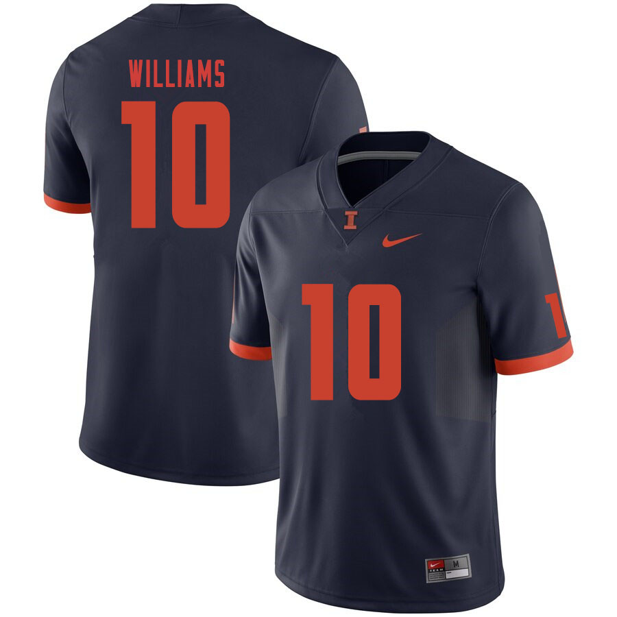 Men #10 Justice Williams Illinois Fighting Illini College Football Jerseys Sale-Navy